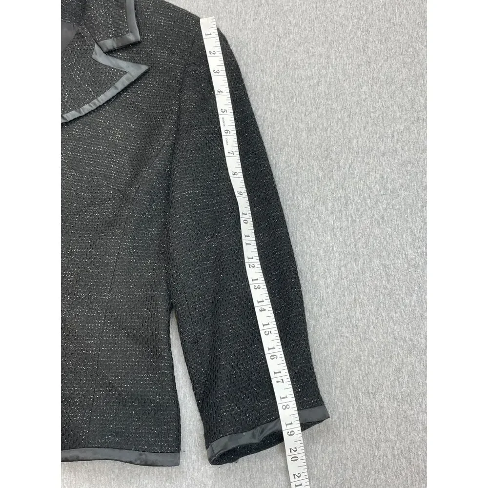 Kate Hill‎ Blazer Womens 10 Black Stretch 3-Button Lined Jacket